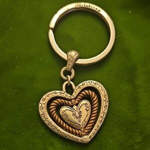 Brighton Two-Tone Heart Keychain Fob - Silver and Gold Tones